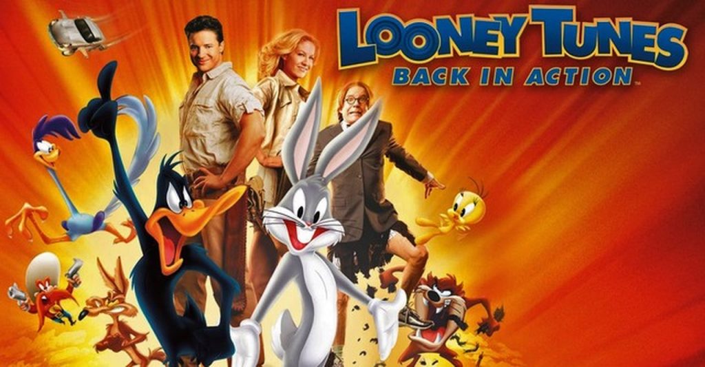 Looney tunes, de volta a ação. Filme que mistura animação e atores reais nos anos 90.