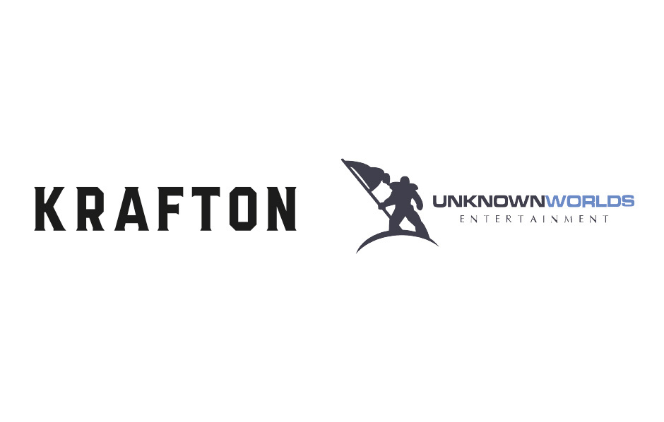 Logo da KRAFTON ao lado da logo do Unknown Worlds.