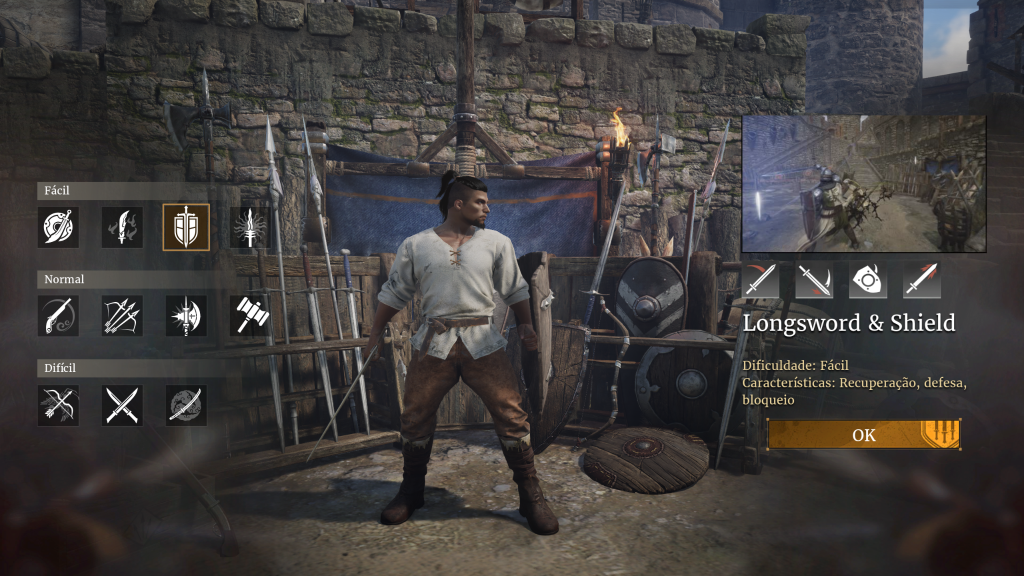 guerreiro do jogo Conqueror's Blade em menu de jogo