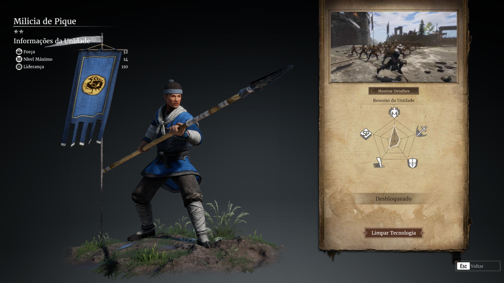 guerreiro do jogo Conqueror's Blade em menu de jogo