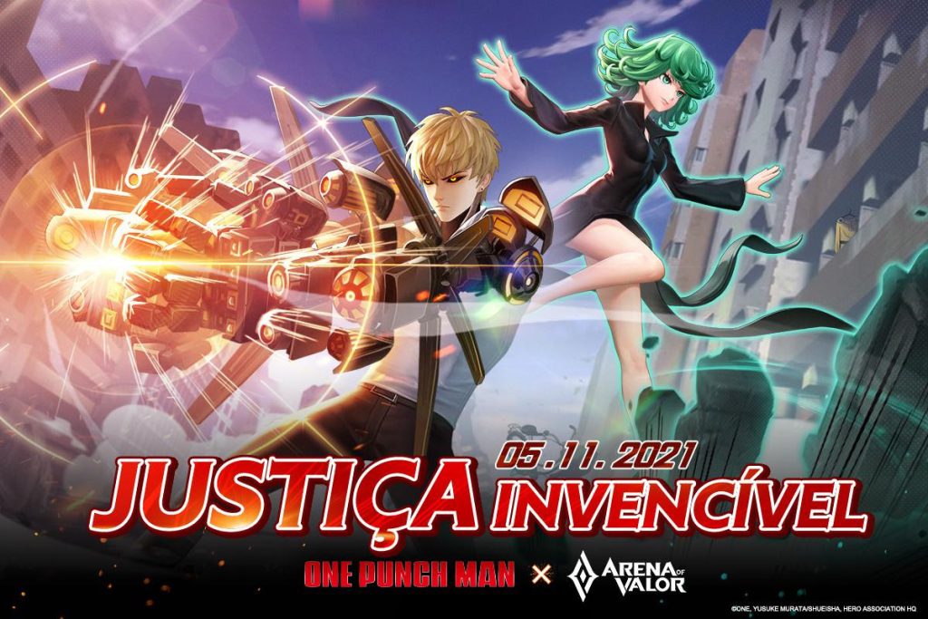 Personagens da parceria entre Arena of Valor e One-Punch Man