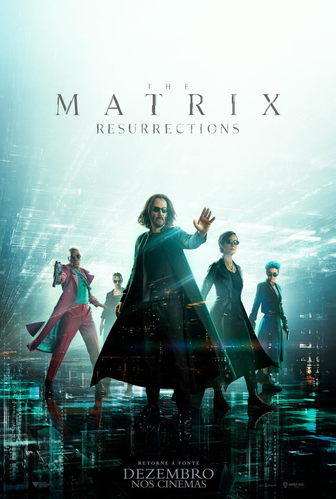 Cartaz oficial de The Matrix Resurrections que mostra todos os personagens da franquia 