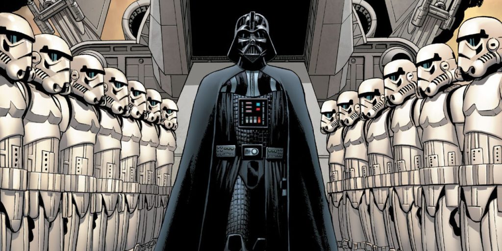 star wars Darth Vader com os Stormtroopers - otageek