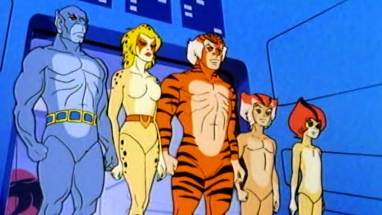 Panthro, Cheetara, Tygra, WillyKat e WillyKit nus no primeiro episódio da antiga animação. Otageek