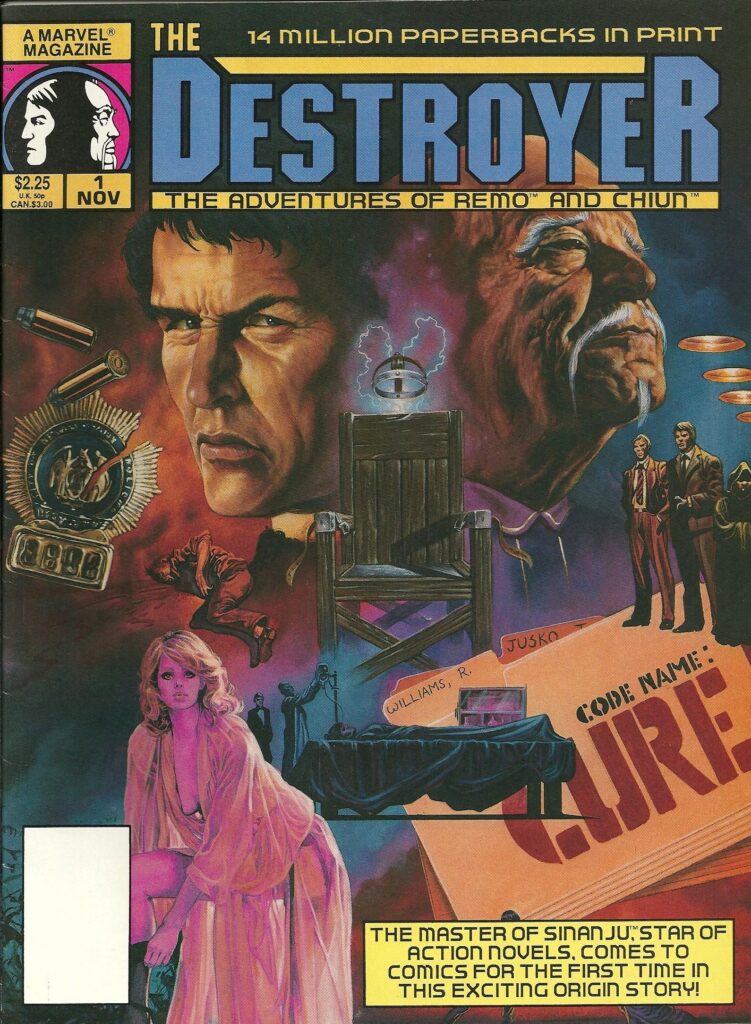 Capa da HQ The Destroyer. Remo - Desarmado e perigoso em quadrinhos nos anos oitenta.
