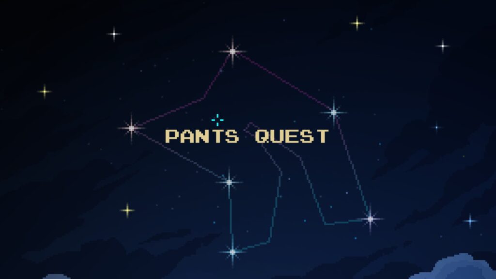 Tela de abertura do jogo mostra uma constelação formando as calças de Dave