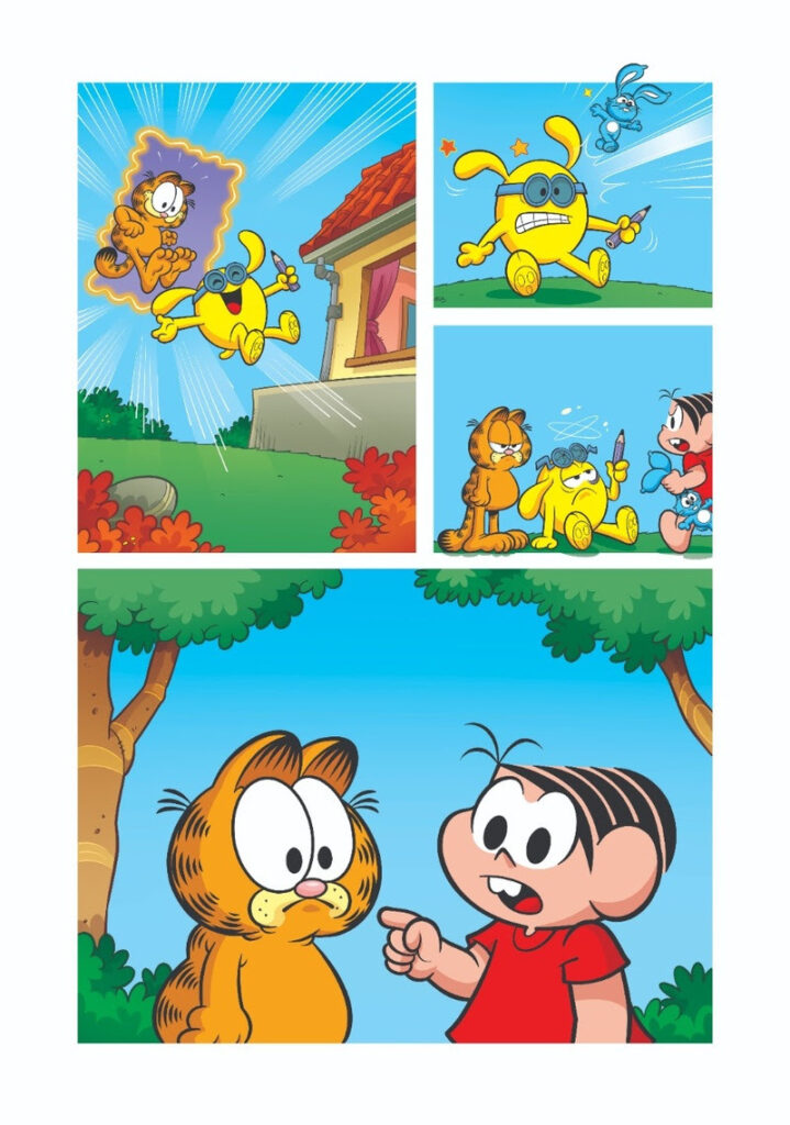 Página do gibi Turma da Mônica & Garfield - O Lápis Mágico.