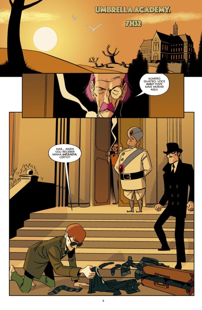 Primeira pagina, mostra Klaus sendo expulso da mansão pelo pai.