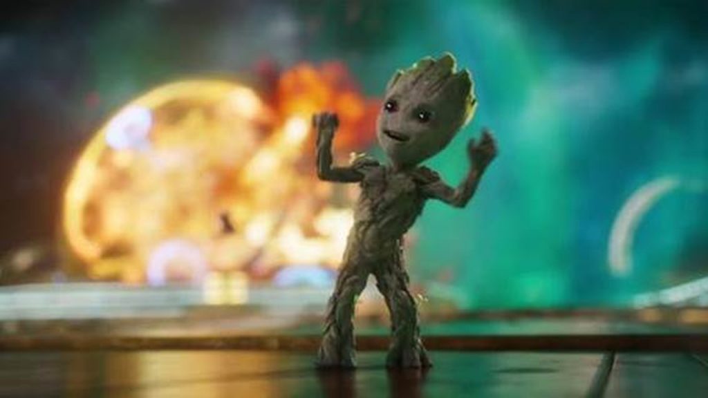 Icônica cena do Baby Groot dançando em Guardiões da Galáxia Vol. 2