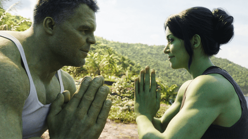 She-Hulk e Hulk praticando Yoga