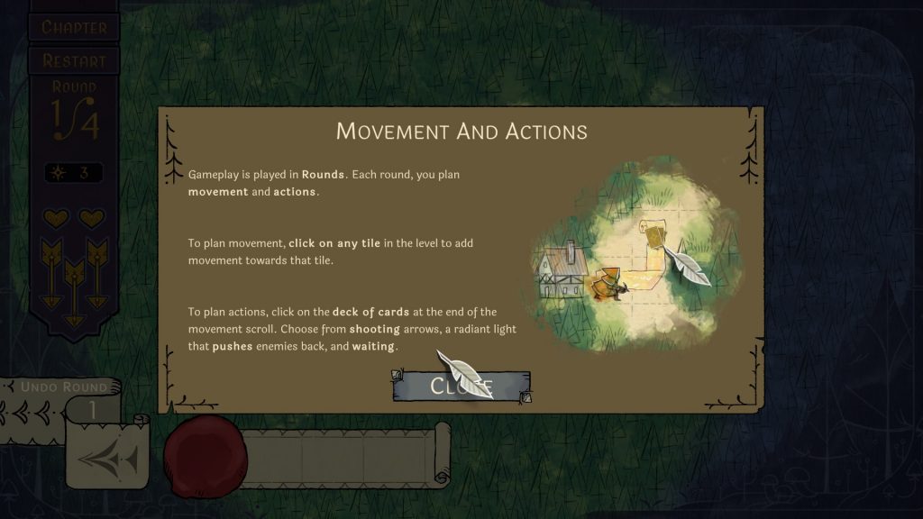 Movimentos e ações do jogo