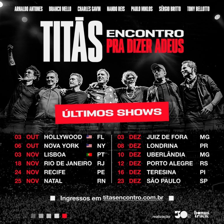 Datas dos shows de Titãs - Pra Dizer Adeus.