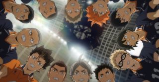 Time de Haikyuu reunido pronto para jogar vôlei